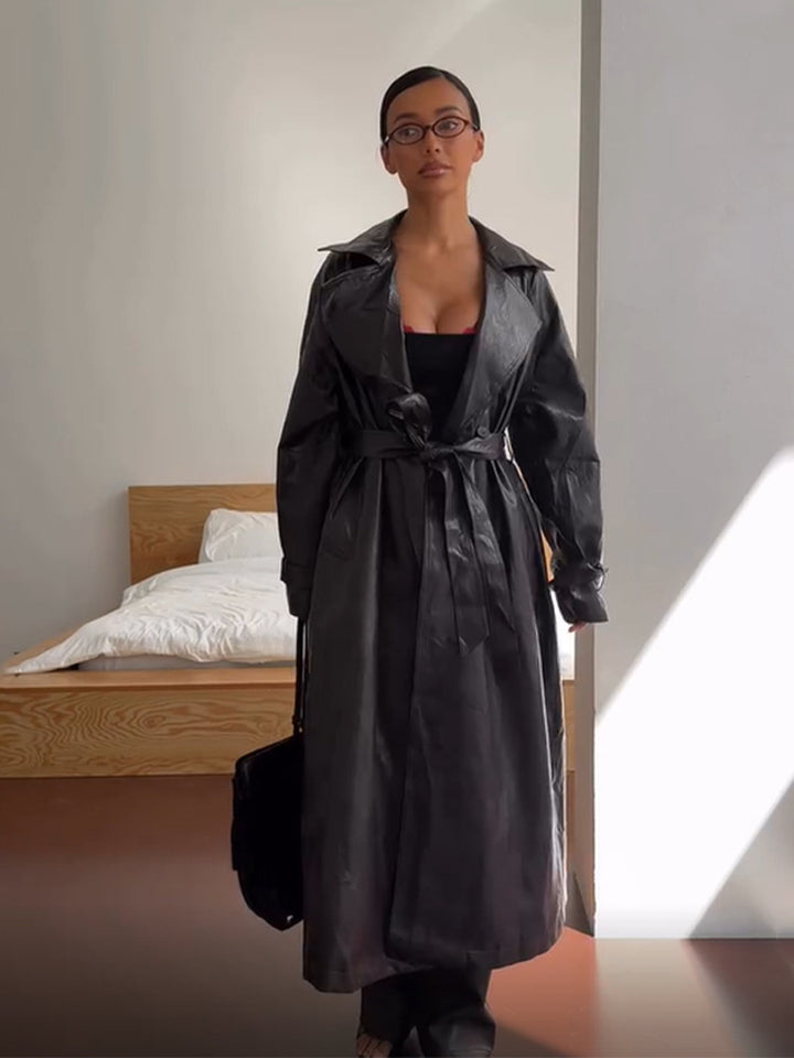 Damernas Konstläder Trenchcoat Mirla-Eva Jonsson