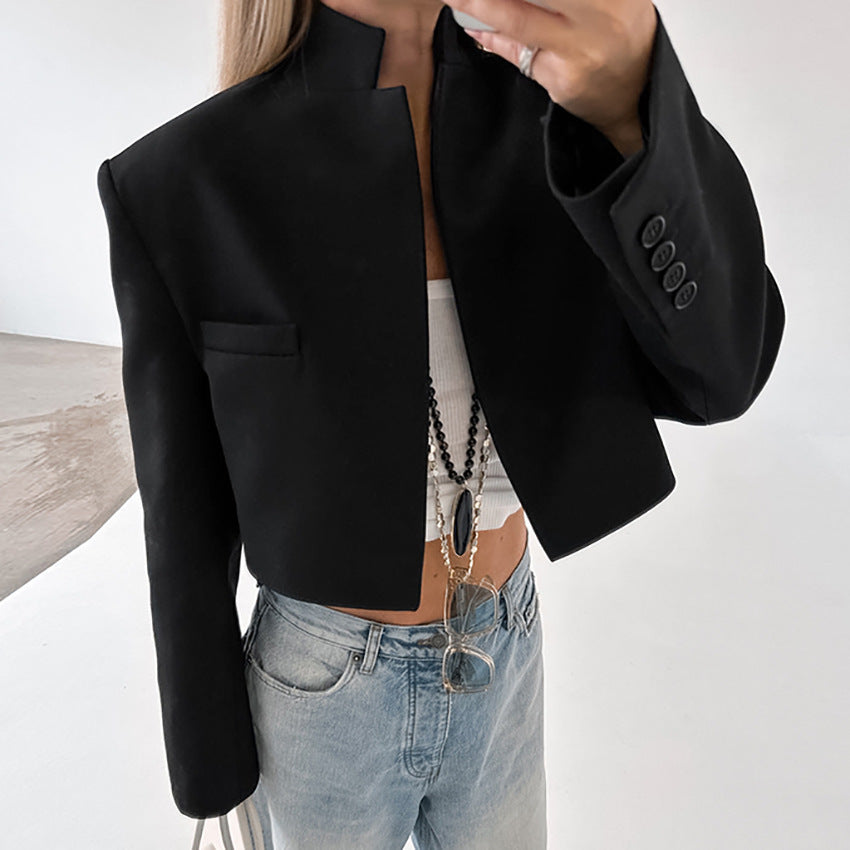 Damernas Kort Blazer med Ståkrage och Fickor Mirla-Eva Jonsson