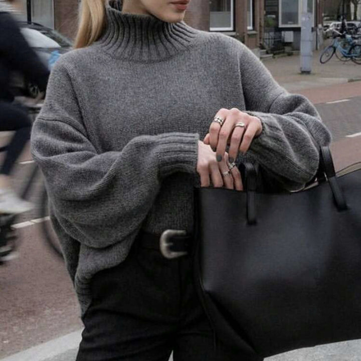 Damernas Kvalitets Rullkrage Tröja med Avslappnad Oversized Passform Eva Jonsson-Eva Jonsson