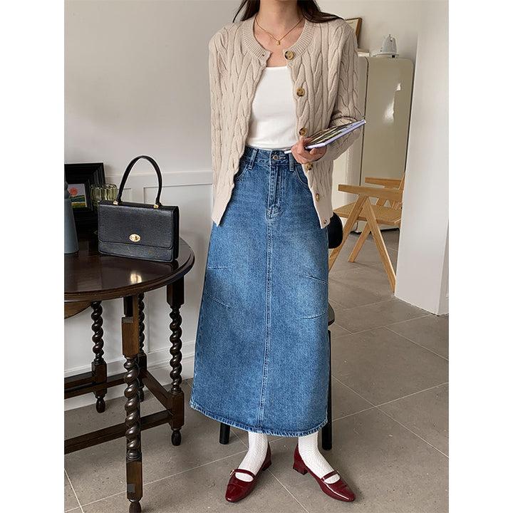Damernas Lång Denimkjol med Modiska Fickor Mirla-Eva Jonsson