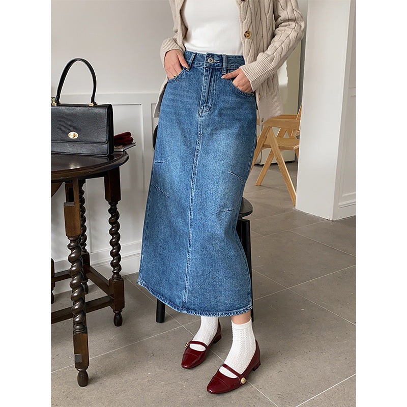 Damernas Lång Denimkjol med Modiska Fickor Mirla-Eva Jonsson