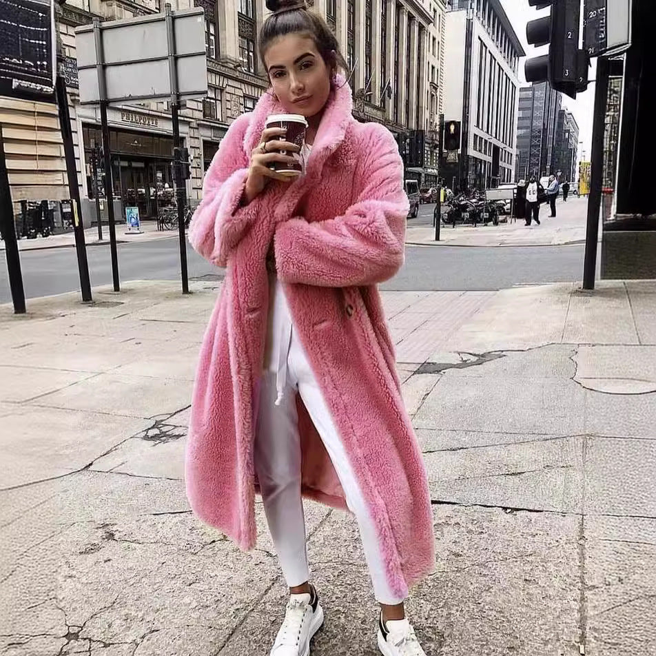 Damernas Lång Teddypäls-Kappa i stiligt design Eva Jonsson-Eva Jonsson