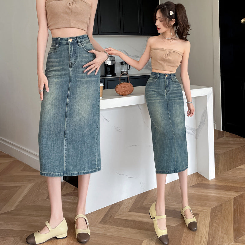 Damernas Långa Denimkjol med Framslits Mirla-Eva Jonsson