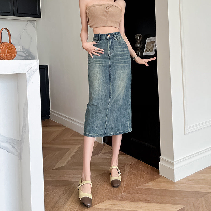 Damernas Långa Denimkjol med Framslits Mirla-Eva Jonsson