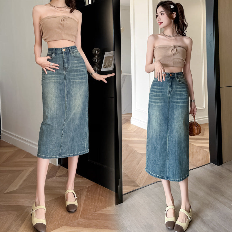 Damernas Långa Denimkjol med Framslits Mirla-Eva Jonsson