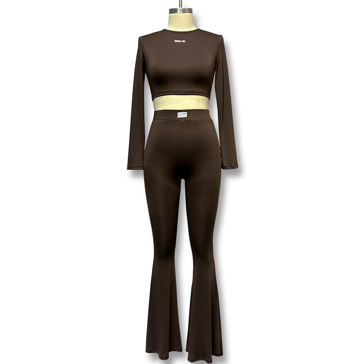 Damernas Långärmad Cropped Top och Urtvättade Byxor Set Mirla-Eva Jonsson