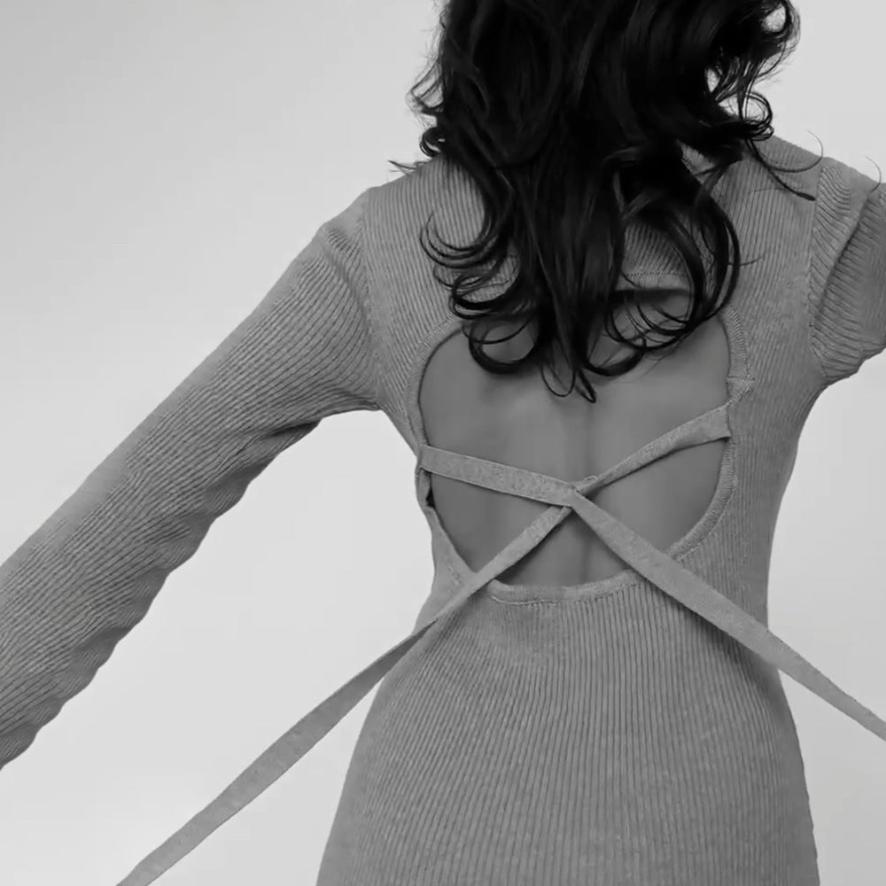 Damernas Långärmad Stickad Klänning Eva Jonsson-Eva Jonsson