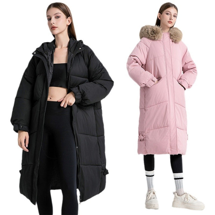 Damernas Längre fodrad vinterkappa med avtagbar konstpälskrage och praktiska snörningar Eva Jonsson-Eva Jonsson