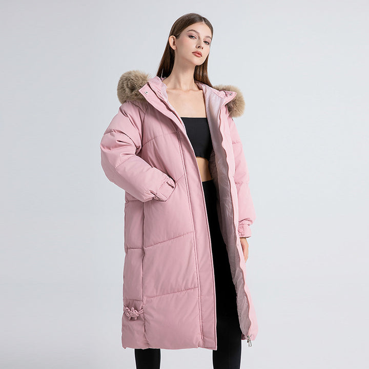 Damernas Längre fodrad vinterkappa med avtagbar konstpälskrage och praktiska snörningar Eva Jonsson-Eva Jonsson
