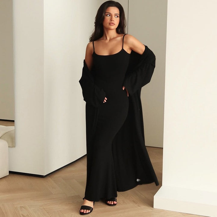 Damernas Långt Midiklänning med Öppen Kimono Eva Jonsson-Eva Jonsson