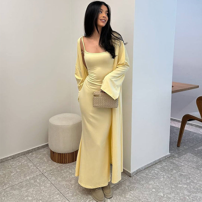 Damernas Långt Midiklänning med Öppen Kimono Mirla-Eva Jonsson