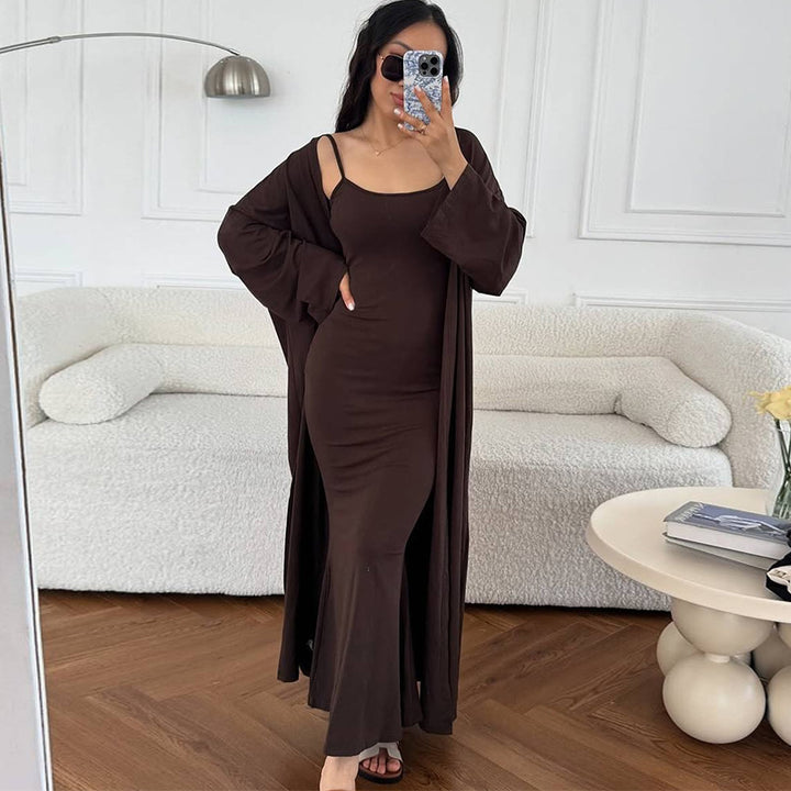 Damernas Långt Midiklänning med Öppen Kimono Mirla-Eva Jonsson