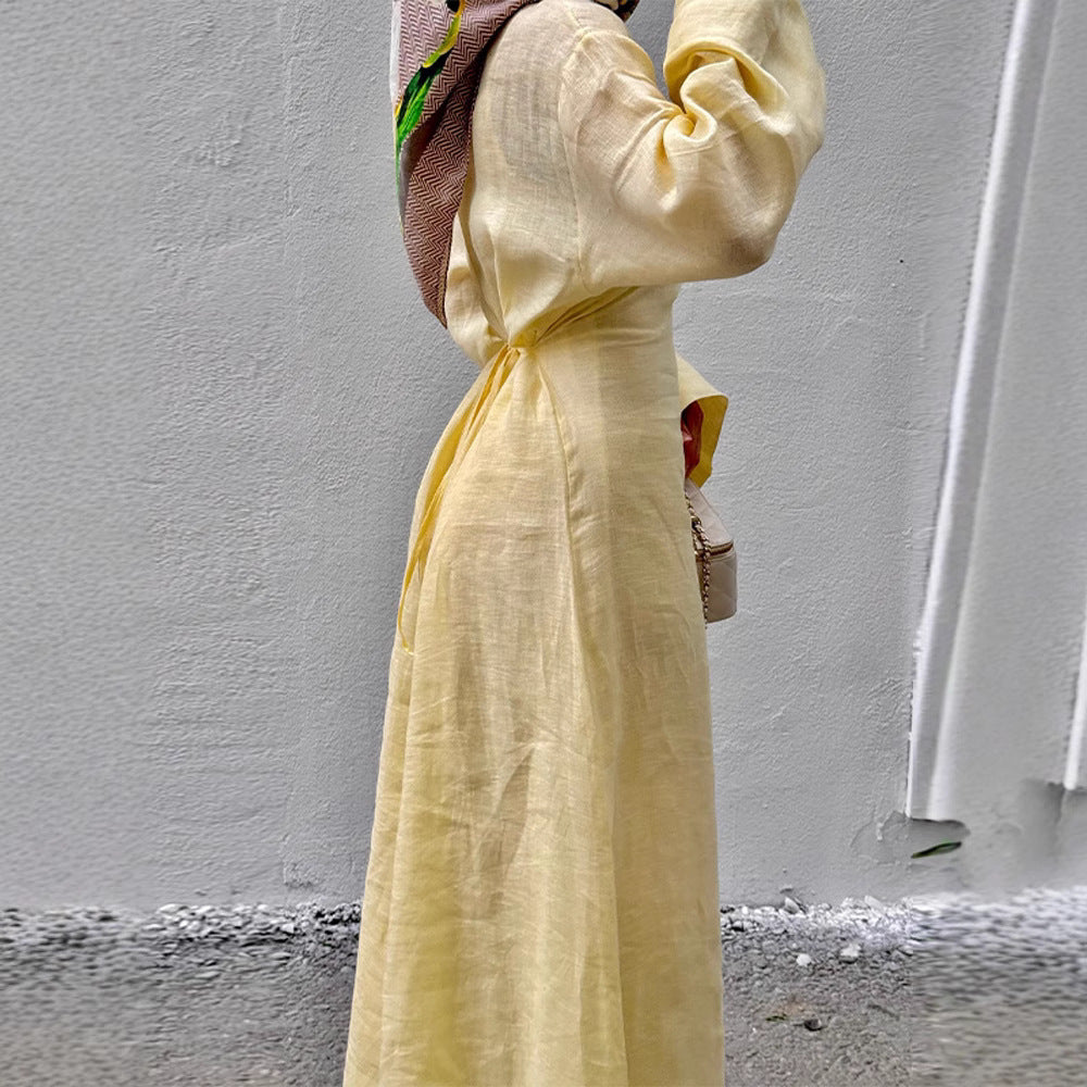 Damernas Långt, elegant Maxiklänning i lätt tyg med midjebälte Eva Jonsson-Eva Jonsson