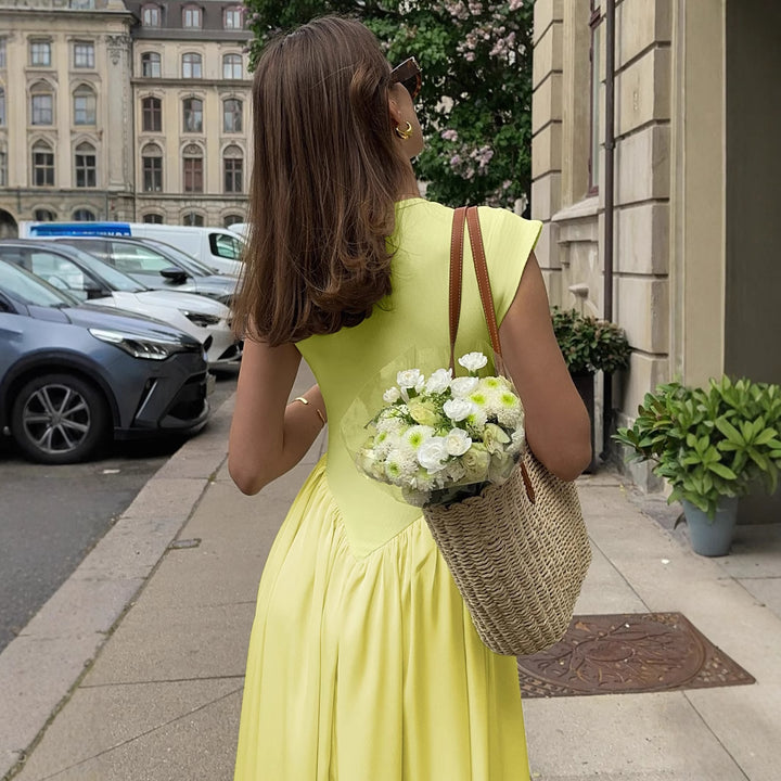 Damernas Långt figursmickrande sommarklänning med längs söm och elegant midja Eva Jonsson-Eva Jonsson