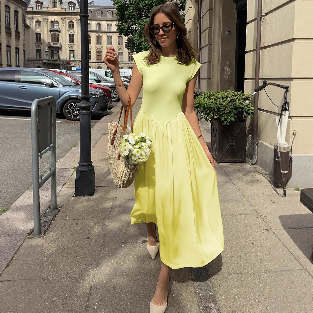 Damernas Långt figursmickrande sommarklänning med längs söm och elegant midja Eva Jonsson-Eva Jonsson