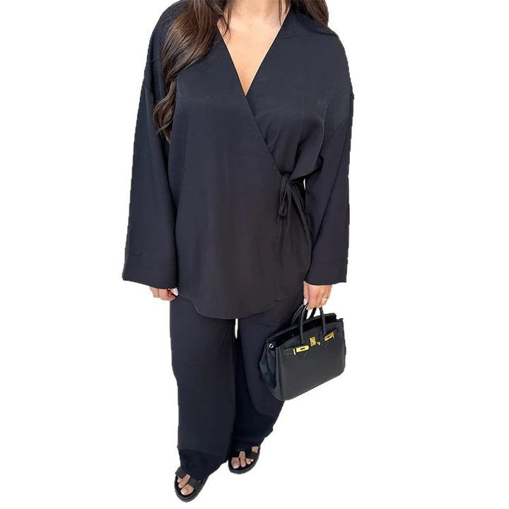 Damernas Lätt Loungewear Set med Vrickjacka och Vida Harembyxor Mirla-Eva Jonsson