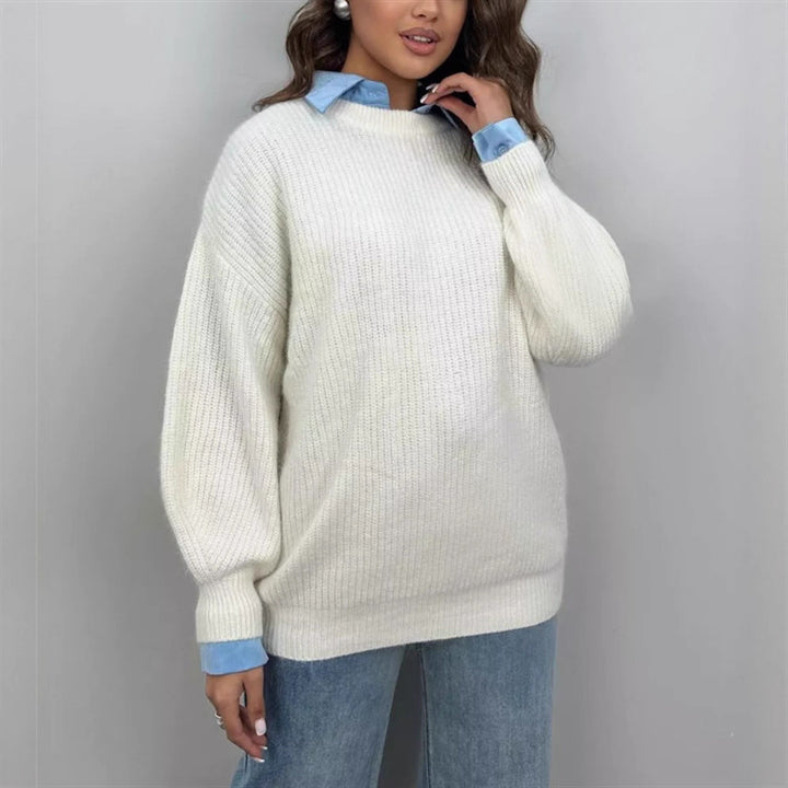 Damernas Lätt Stickad Topp Eva Jonsson-Eva Jonsson