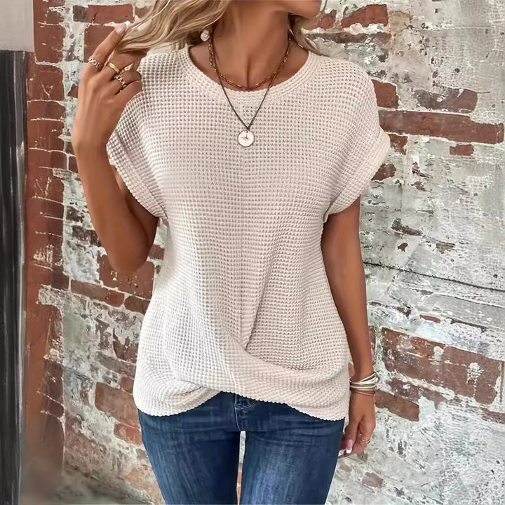 Damernas Lätt Struktur Topp med Modernt Knyte Eva Jonsson-Eva Jonsson