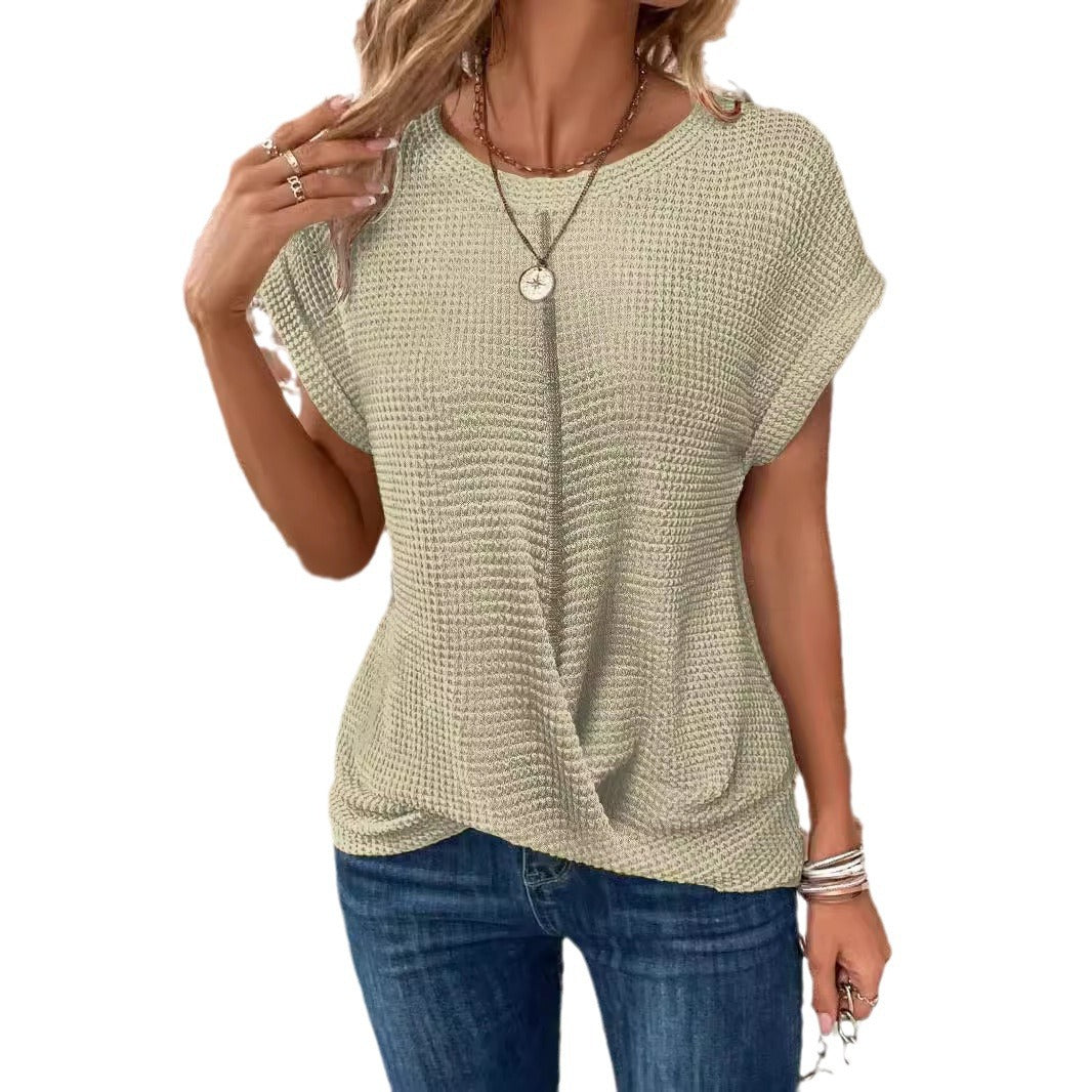 Damernas Lätt Struktur Topp med Modernt Knyte Eva Jonsson-Eva Jonsson