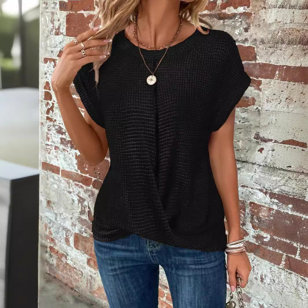 Damernas Lätt Struktur Topp med Modernt Knyte Eva Jonsson-Eva Jonsson