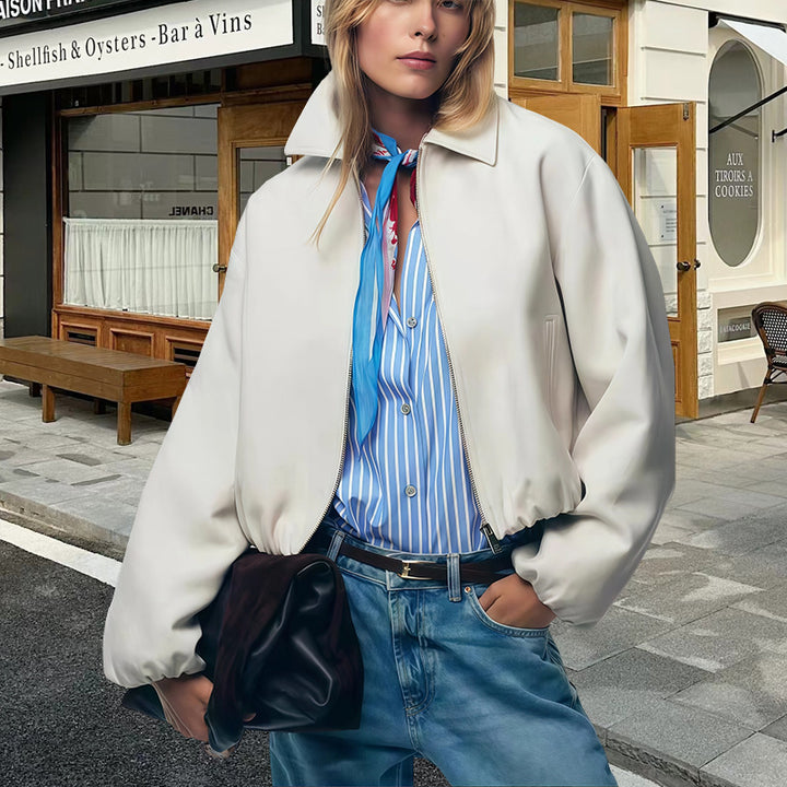 Damernas Lätt bomberjacka med dragkedja och elastiska ärmslut Eva Jonsson-Eva Jonsson