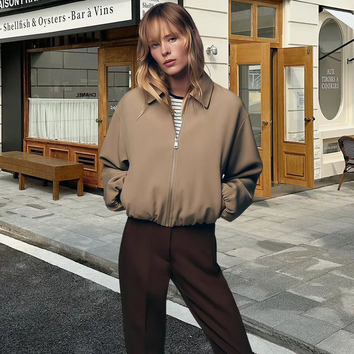 Damernas Lätt bomberjacka med dragkedja och elastiska ärmslut Eva Jonsson-Eva Jonsson