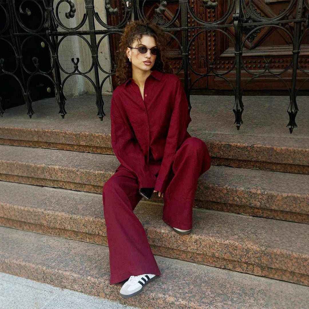 Damernas Lätt linne-set med löst skuren topp och byxa Eva Jonsson-Eva Jonsson