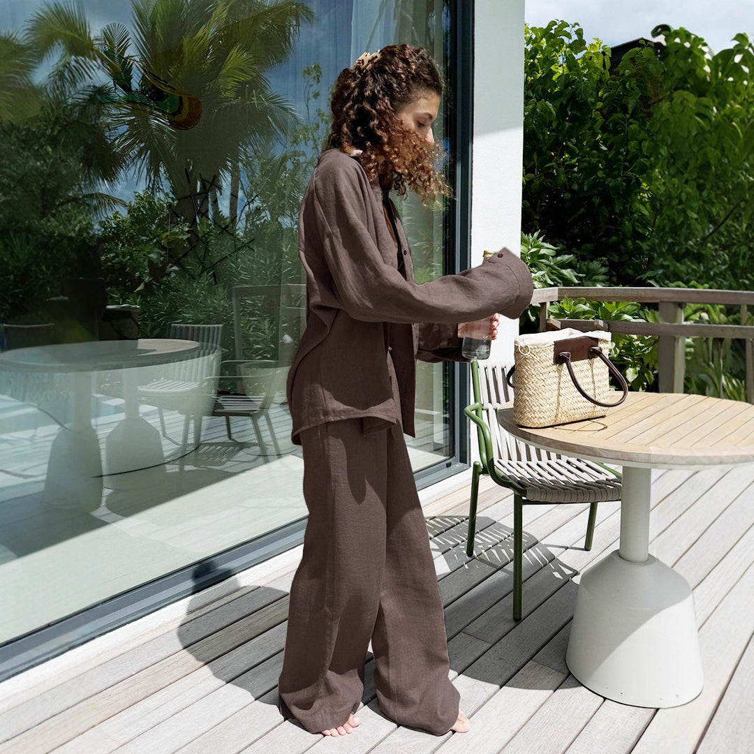 Damernas Lätt linne-set med löst skuren topp och byxa Eva Jonsson-Eva Jonsson