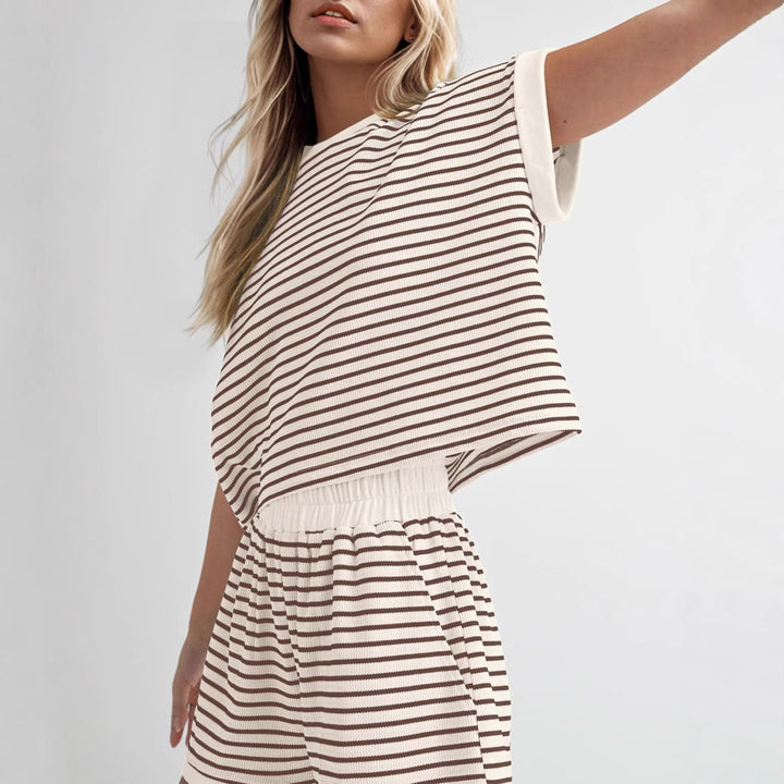 Damernas Lätt randig topp med lätt ribbat tyg Eva Jonsson-Eva Jonsson