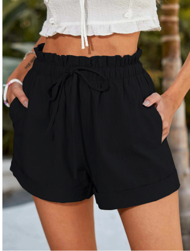 Damernas Lätta Shorts med Elastisk Linning och Volangdetalj Mirla-Eva Jonsson