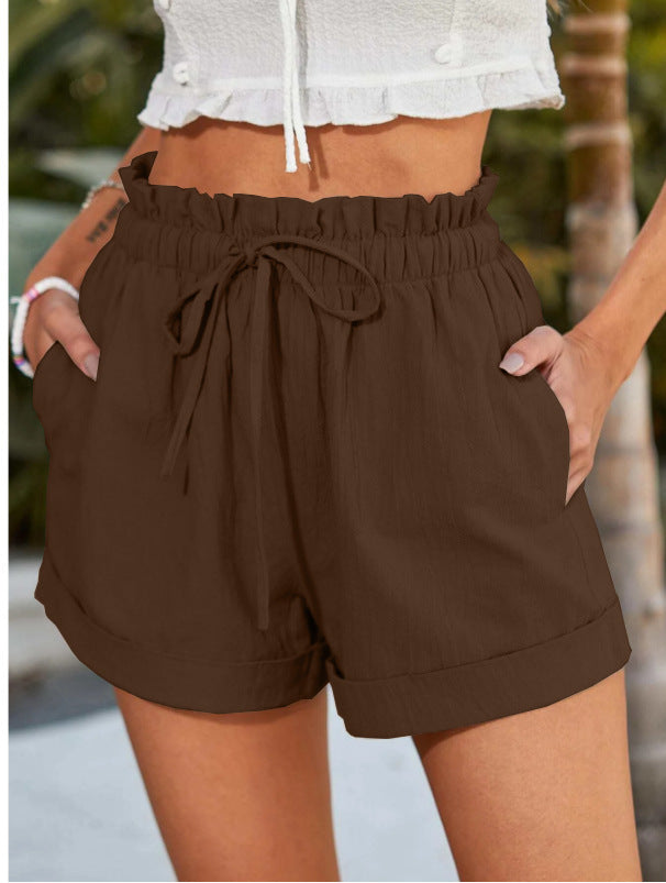 Damernas Lätta Shorts med Elastisk Linning och Volangdetalj Mirla-Eva Jonsson
