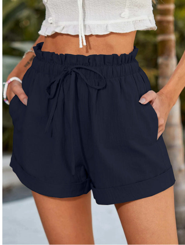 Damernas Lätta Shorts med Elastisk Linning och Volangdetalj Mirla-Eva Jonsson
