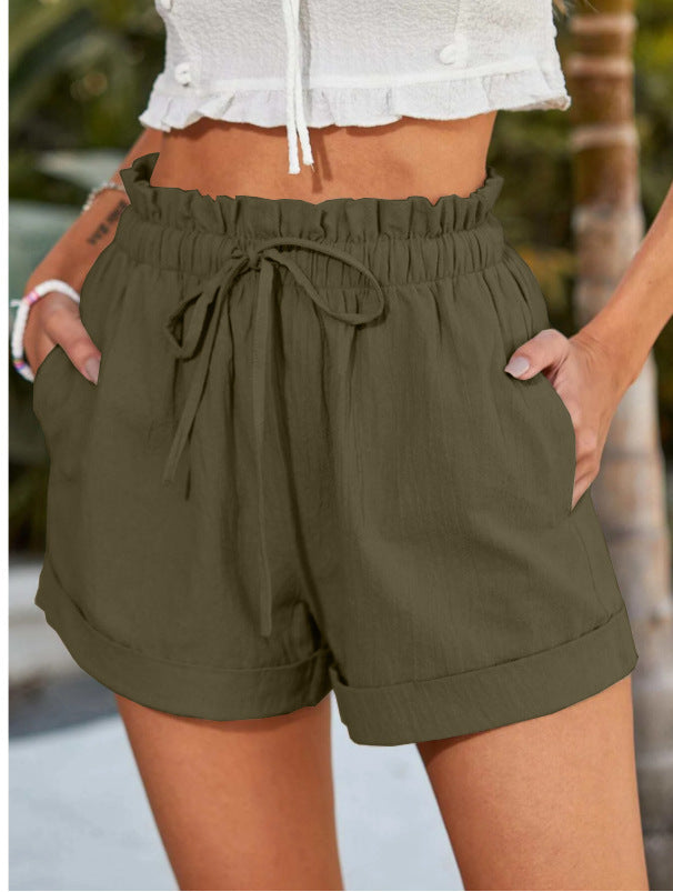 Damernas Lätta Shorts med Elastisk Linning och Volangdetalj Mirla-Eva Jonsson