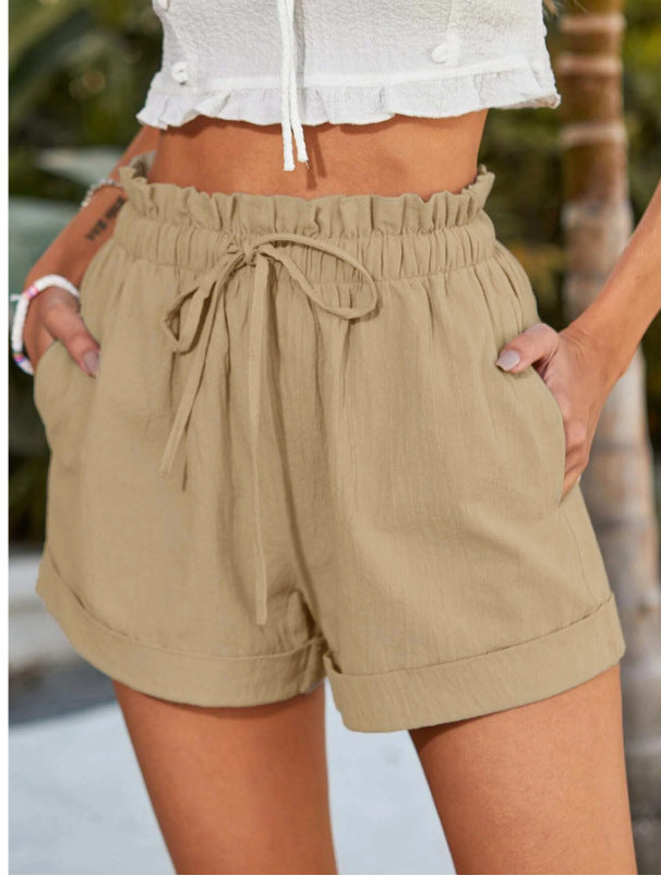 Damernas Lätta Shorts med Elastisk Linning och Volangdetalj Mirla-Eva Jonsson