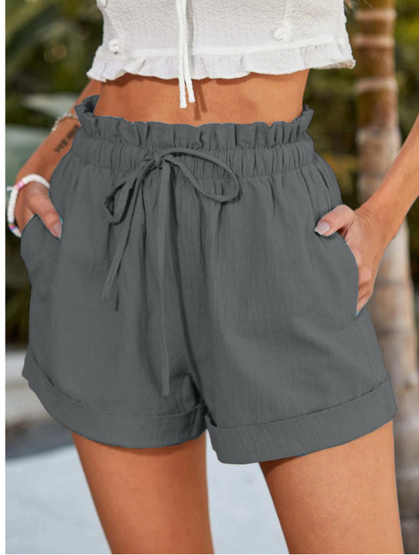 Damernas Lätta Shorts med Elastisk Linning och Volangdetalj Mirla-Eva Jonsson