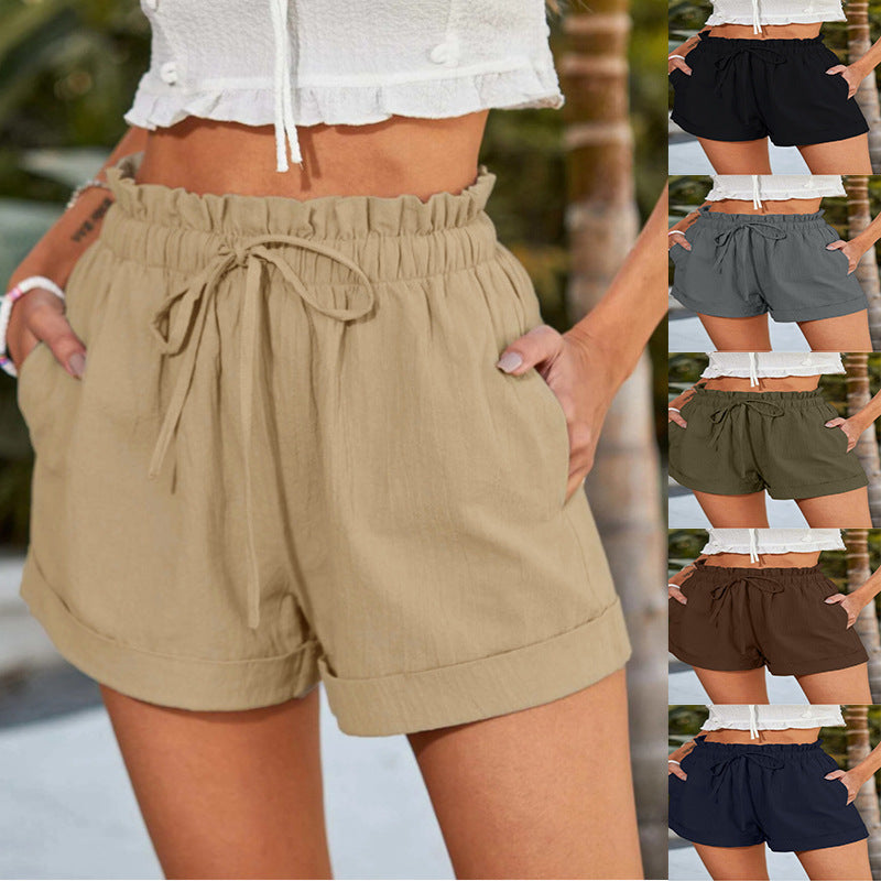 Damernas Lätta Shorts med Elastisk Linning och Volangdetalj Mirla-Eva Jonsson