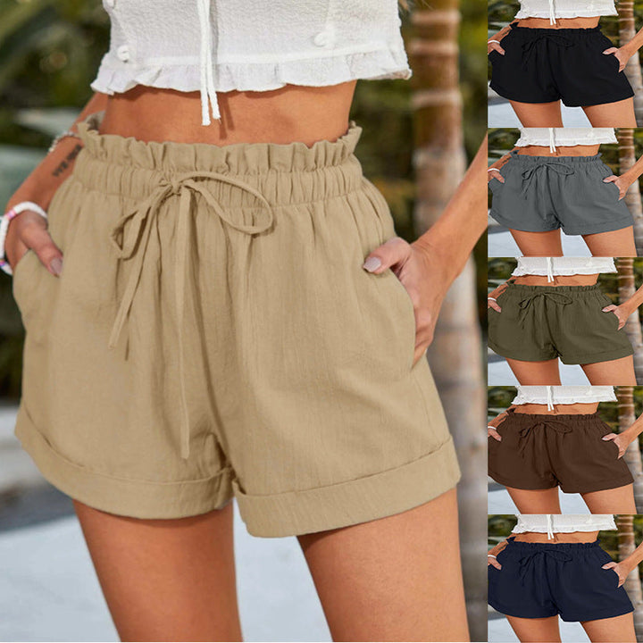 Damernas Lätta Shorts med Elastisk Linning och Volangdetalj Mirla-Eva Jonsson