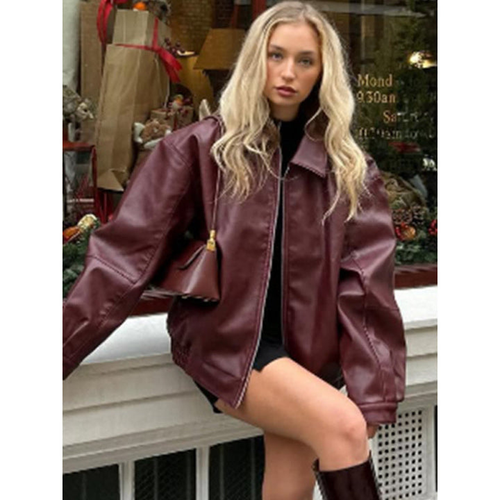 Damernas Lättsam Läderjacka med Oversize-snitt Eva Jonsson-Eva Jonsson