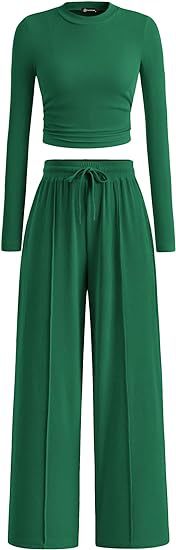 Damernas Lättsamma Crop-Top och Palazzo-byxor Set Eva Jonsson-Eva Jonsson
