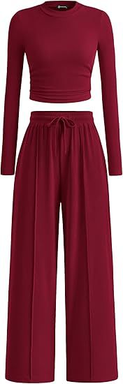 Damernas Lättsamma Crop-Top och Palazzo-byxor Set Eva Jonsson-Eva Jonsson