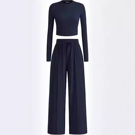 Damernas Lättsamma Crop-Top och Palazzo-byxor Set Eva Jonsson-Eva Jonsson