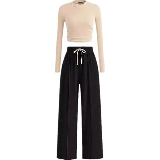 Damernas Lättsamma Crop-Top och Palazzo-byxor Set Eva Jonsson-Eva Jonsson