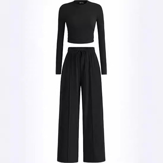 Damernas Lättsamma Crop-Top och Palazzo-byxor Set Eva Jonsson-Eva Jonsson