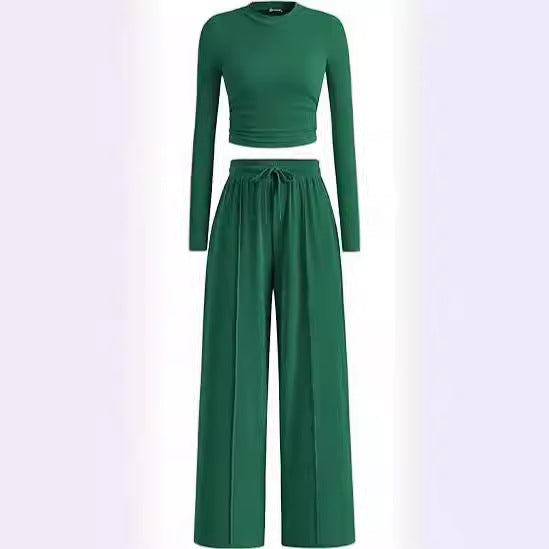 Damernas Lättsamma Crop-Top och Palazzo-byxor Set Mirla-Eva Jonsson