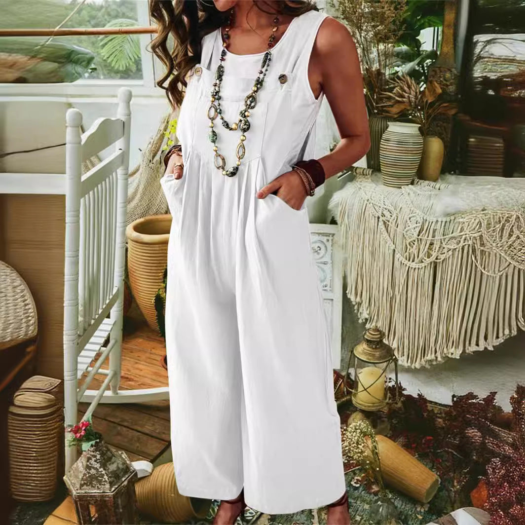 Damernas Lättsamma Jumpsuit med vid ben och fickor Eva Jonsson-Eva Jonsson