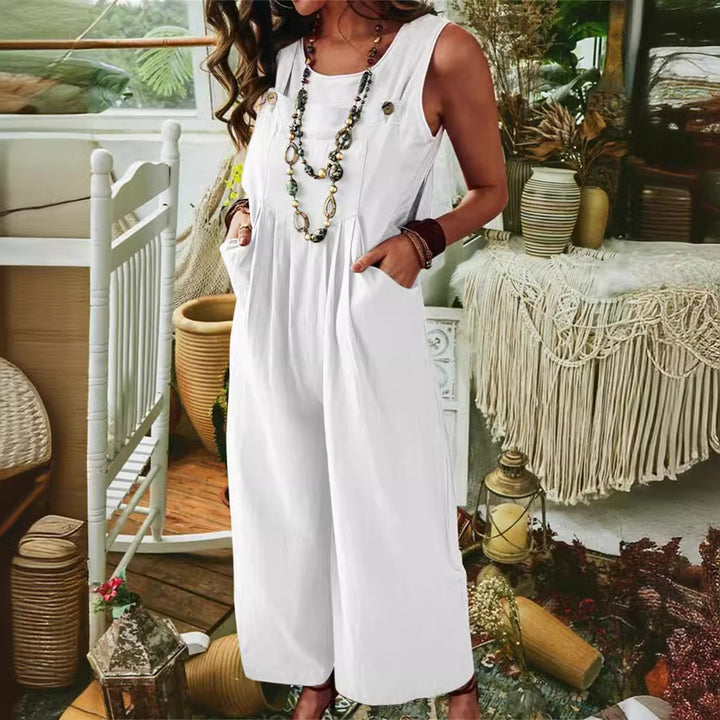 Damernas Lättsamma Jumpsuit med vid ben och fickor Eva Jonsson-Eva Jonsson