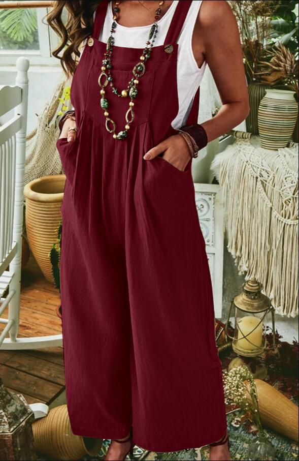 Damernas Lättsamma Jumpsuit med vid ben och fickor Eva Jonsson-Eva Jonsson