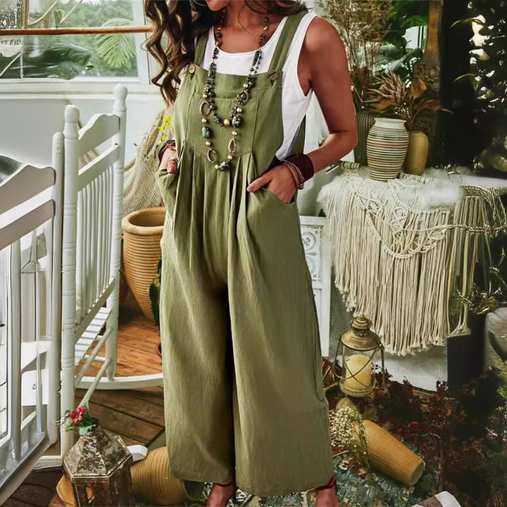 Damernas Lättsamma Jumpsuit med vid ben och fickor Eva Jonsson-Eva Jonsson