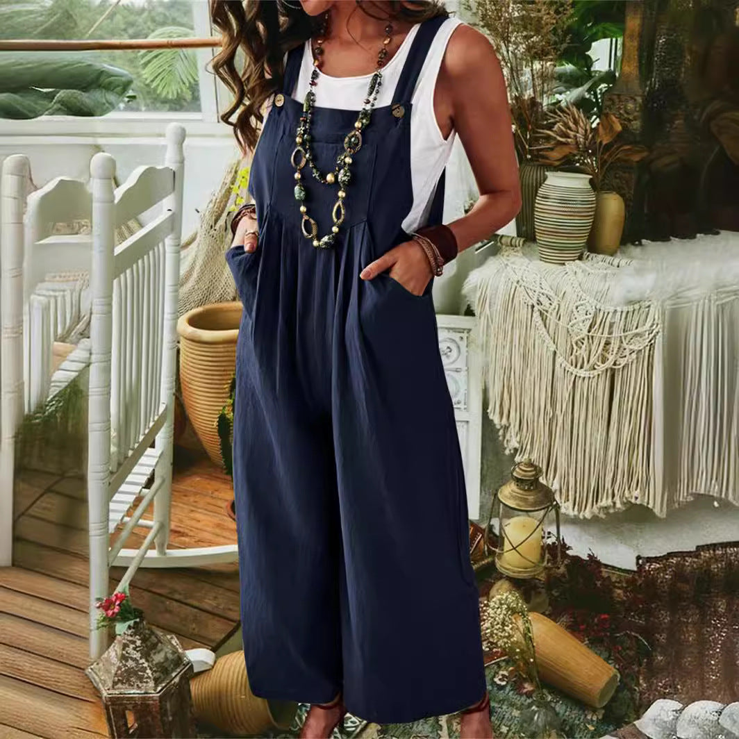 Damernas Lättsamma Jumpsuit med vid ben och fickor Eva Jonsson-Eva Jonsson