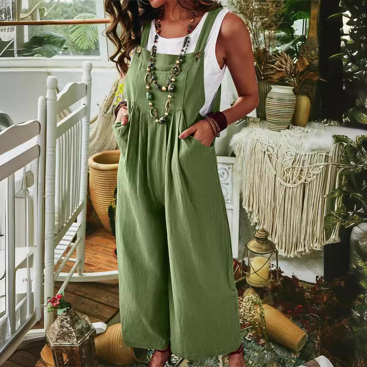 Damernas Lättsamma Jumpsuit med vid ben och fickor Eva Jonsson-Eva Jonsson